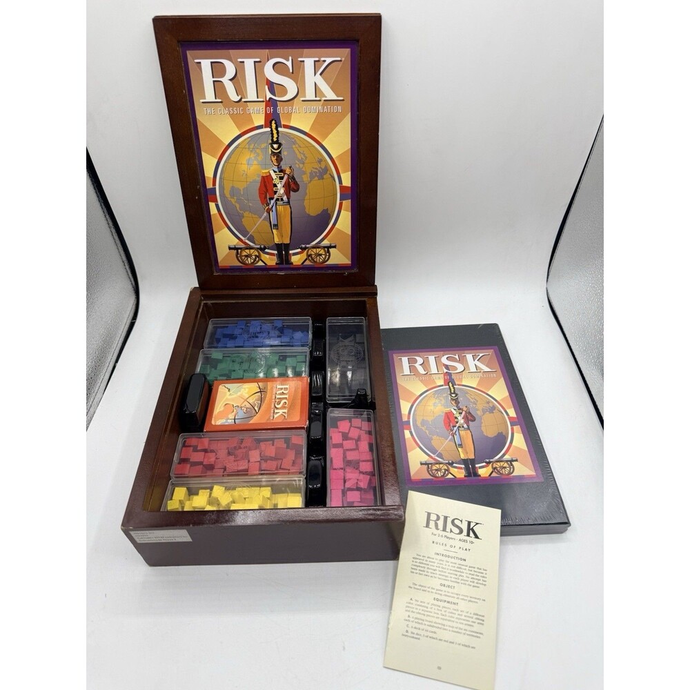 RISK Vintage Games Collection Wooden Bookshelf 2010 Board Game New In Box Hasbro
